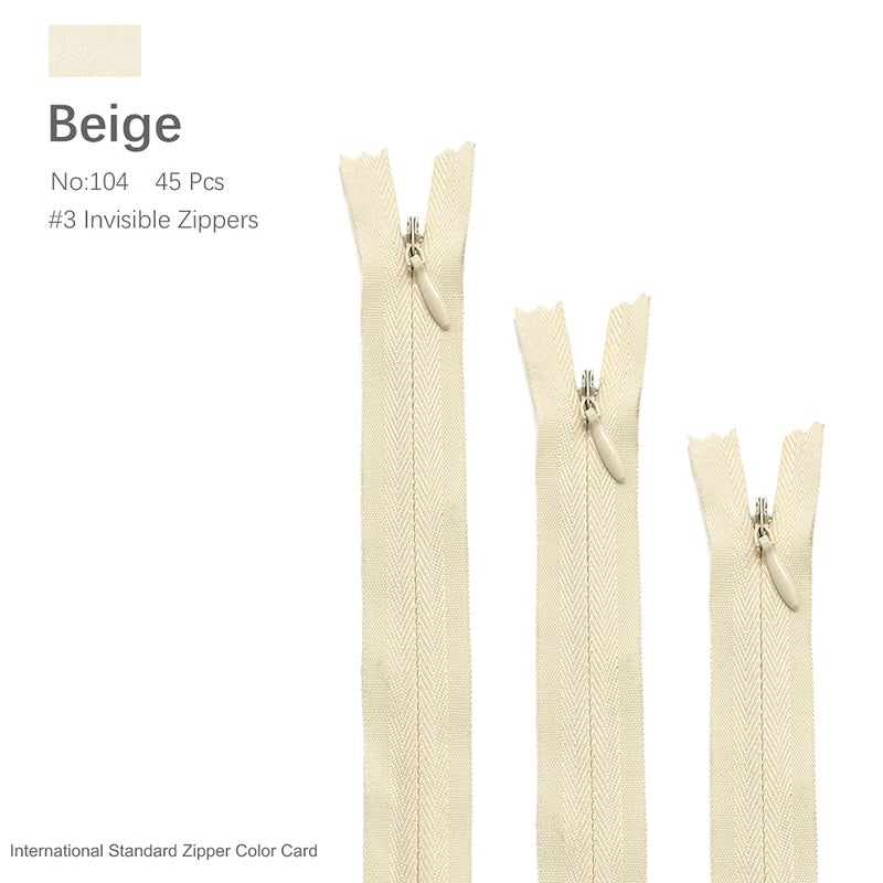 Renashed 45pcs 21.5 Inch Nylon Invisible Zippers for Tailor Sewer Sewing Craft Crafter's Special (Beige) - Image 3